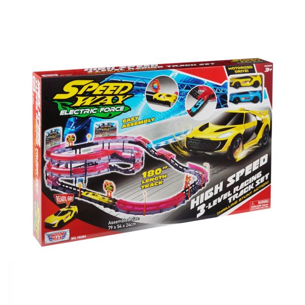 Motormax High Speed 3 Level Racing Trace Set With 2 Car