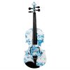Kinglos 4/4 White Blue Flower Solid Wood Violin