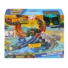 Hot Wheels Monster Trucks Corkscrew Shark Smash Track Set & 1:64 Scale MEGA-Wrex Toy Truck
