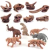 Prehistoric Animals Model Sets 14 PCS Prehistoric Animal Skull Saber-Toothed Tiger Giant Sloth Mammoth Figure Toys for Boys Girls Christmas Birthday Gifts