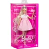 Barbie Deluxe Style Doll in Barbiecore Outfit, Blond Hair in Top Knot, Pink Pastel Dress with Oversized Bow and Accessories Like Mesh Tights