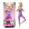 Barbie Made to Move Doll with 22 Flexible Joints & Curly Brunette Ponytail Wearing Athleisure-wear for Kids 3 to 7 Years Old