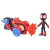 Spidey and His Amazing Friends Miles Morales: Spider-Man Techno Racer Set, 4-Inch Scale Action Figure with Vehicle and Accessory, Marvel Preschool Toys, Easter Gifts, 3+